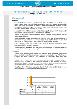 Protection of Civilians Weekly Report 11 April – 17 April 2007