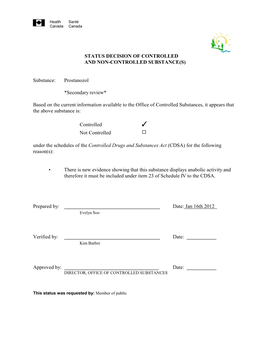 Prostanozol *Secondary Review* Based on The