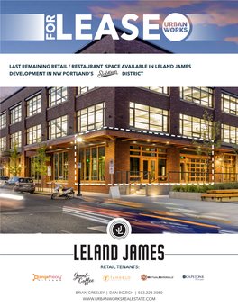 Last Remaining Retail / Restaurant Space Available in Leland James Development in Nw Portland’S District