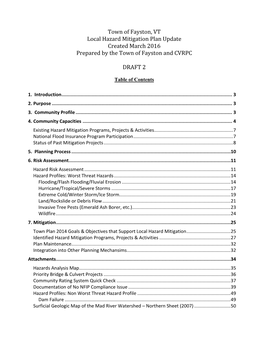 Central Vermont Pre-Disaster Mitigation Plan