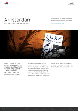 Amsterdam Apps for the Busy, Sophisticated Traveler CITI PRESENTS LUXE CITY GUIDES