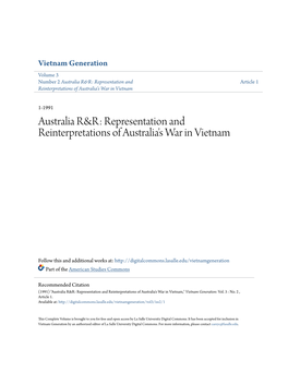 Representation and Reinterpretations of Australia's War in Vietnam