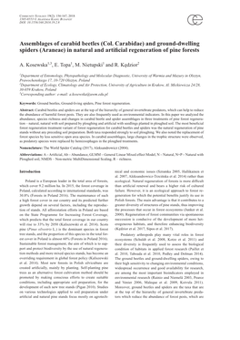 Assemblages of Carabid Beetles (Col. Carabidae) and Ground-Dwelling Spiders (Araneae) in Natural and Artificial Regeneration of Pine Forests