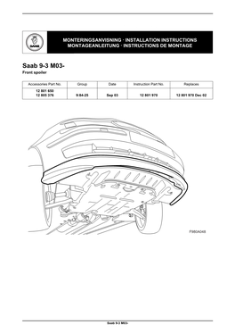 Saab 9-3 M03- Front Spoiler