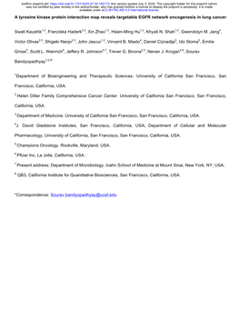 A Tyrosine Kinase Protein Interaction Map Reveals Targetable EGFR Network Oncogenesis in Lung Cancer