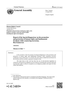 Report of the Special Rapporteur on Terrorism