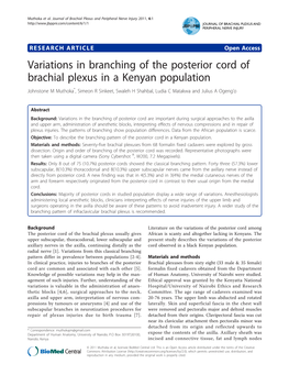 Variations in Branching of the Posterior Cord of Brachial Plexus In