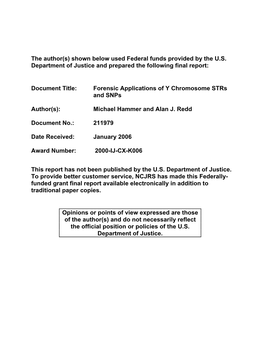 Forensic Applications of Y Chromosome Strs and Snps