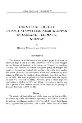 The Cyprin-Thulite Deposit at Øvstebø, Near Kleppan In