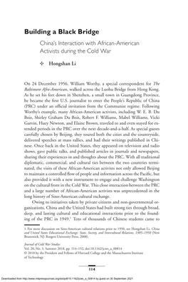 Building a Black Bridge China’S Interaction with African-American Activists During the Cold War