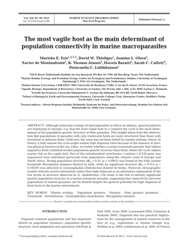 The Most Vagile Host As the Main Determinant of Population Connectivity in Marine Macroparasites