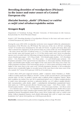 Breeding Densities of Woodpeckers (Picinae) in the Inner and Outer Zones of a Central European City