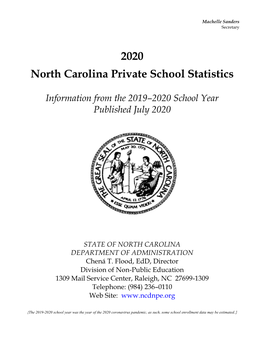 2020 North Carolina Private School Statistics