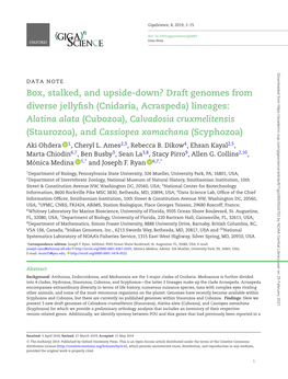 Box, Stalked, and Upside-Down? Draft Genomes from Diverse Jellyfish