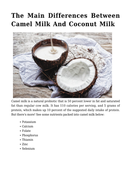 The Main Differences Between Camel Milk and Coconut Milk