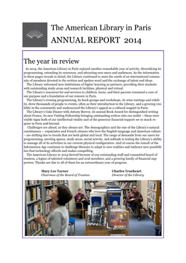 American Library in Paris 2014 Annual Report