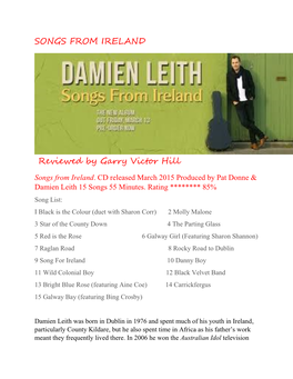 SONGS from IRELAND Reviewed by Garry Victor Hill