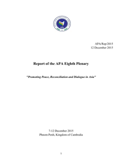 Report of the APA Eighth Plenary