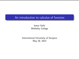 An Introduction to Calculus of Functors