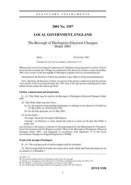 (Electoral Changes) Order 2001