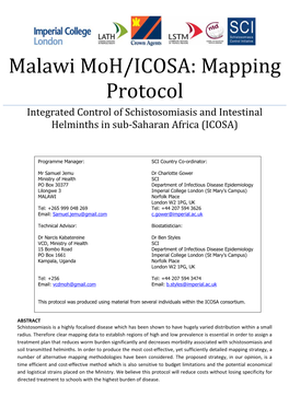 Mapping Protocol Integrated Control of Schistosomiasis and Intestinal Helminths in Sub-Saharan Africa (ICOSA)