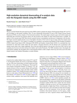 High-Resolution Dynamical Downscaling of Re-Analysis Data Over the Kerguelen Islands Using the WRF Model