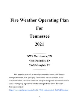 Fire Weather Operating Plan for Tennessee 2021