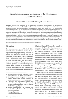 Sexual Dimorphism and Age Structure of the Montseny Newt (Calotriton Arnoldi)