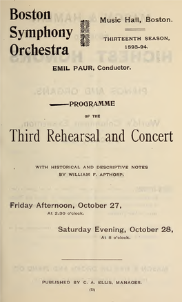 Boston Symphony Orchestra Concert Programs, Season 13, 1893-1894