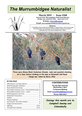 March 2019 - Issue #268 Journal of the Murrumbidgee Field Naturalists Inc