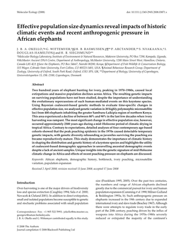 Effective Population Size Dynamics Reveal Impacts of Historic Climatic