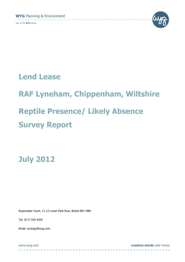 Lend Lease RAF Lyneham, Chippenham, Wiltshire Reptile