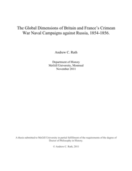 The Global Dimensions of Britain and France's Crimean War Naval Campaigns Against Russia, 1854-1856