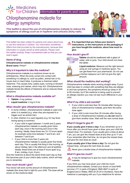 Chlorphenamine Maleate for Allergy Symptoms