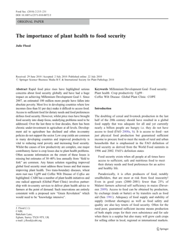 The Importance of Plant Health to Food Security