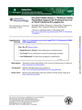 Elevated Choline Kinase Α–Mediated Choline Metabolism Supports The