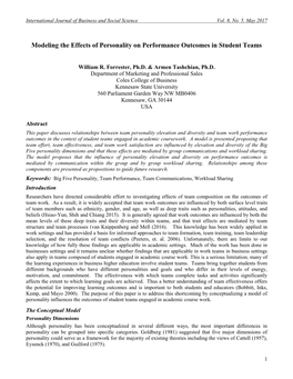 Modeling the Effects of Personality on Performance Outcomes in Student Teams