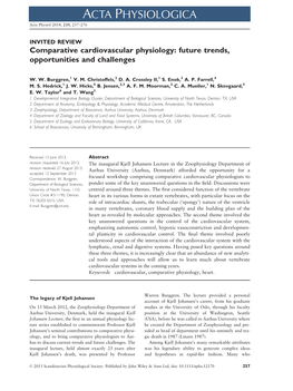 Comparative Cardiovascular Physiology: Future Trends, Opportunities and Challenges