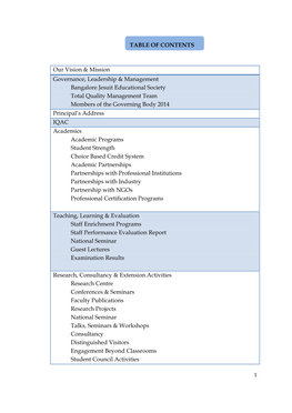 TABLE of CONTENTS Our Vision & Mission Governance, Leadership