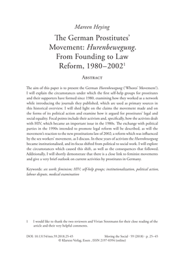 The German Prostitutes' Movement: Hurenbewegung. from Founding To