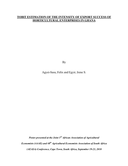 Tobit Estimation of the Intensity of Export Success of Horticultural Enterprises in Ghana