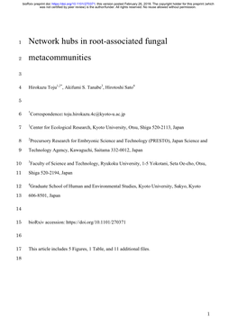 Network Hubs in Root-Associated Fungal Metacommunities