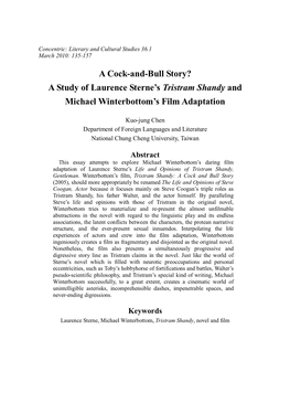 A Cock-And-Bull Story? a Study of Laurence Sterne’S Tristram Shandy and Michael Winterbottom’S Film Adaptation