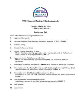 UWOFA General Meeting Agenda