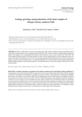 Geology, Petrology and Geochemistry of the Dome Complex of Huequi Volcano, Southern Chile