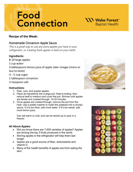 Recipe of the Week: Homemade Cinnamon Apple Sauce Ingredients