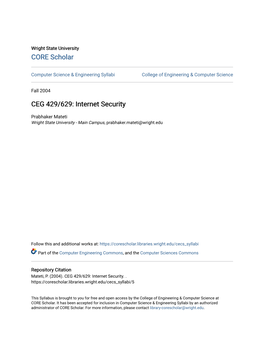 CEG 429/629: Internet Security