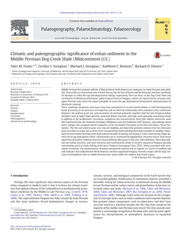 Climatic and Paleogeographic Significance Of