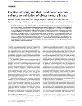 Cocaine, Nicotine, and Their Conditioned Contexts Enhance Consolidation of Object Memory in Rats