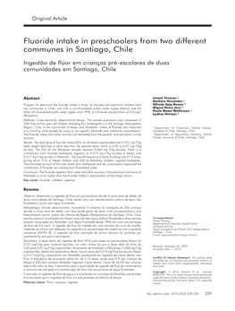 Fluoride Intake in Preschoolers from Two Different Communes in Santiago, Chile